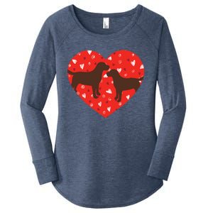 Chocolate Lab Heart Valentine's Day Labrador Dog Lover Great Gift Women's Perfect Tri Tunic Long Sleeve Shirt