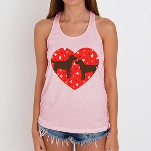 Chocolate Lab Heart Valentine's Day Labrador Dog Lover Great Gift Women's Knotted Racerback Tank