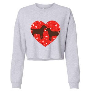 Chocolate Lab Heart Valentine's Day Labrador Dog Lover Great Gift Cropped Pullover Crew