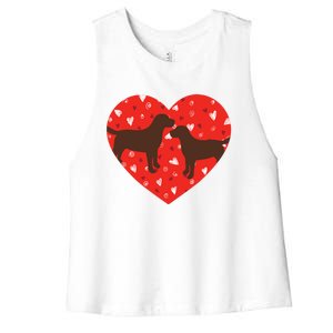 Chocolate Lab Heart Valentine's Day Labrador Dog Lover Great Gift Women's Racerback Cropped Tank