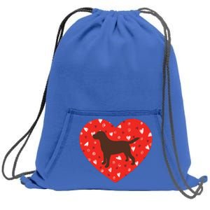 Chocolate Lab Heart Valentine's Day Labrador Dog Lover Cool Gift Sweatshirt Cinch Pack Bag