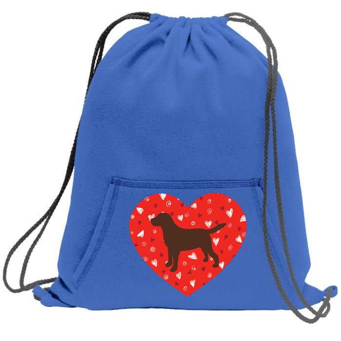 Chocolate Lab Heart Valentine's Day Labrador Dog Lover Cool Gift Sweatshirt Cinch Pack Bag