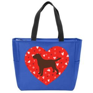 Chocolate Lab Heart Valentine's Day Labrador Dog Lover Cool Gift Zip Tote Bag