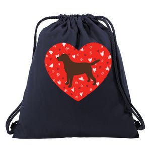 Chocolate Lab Heart Valentine's Day Labrador Dog Lover Cool Gift Drawstring Bag