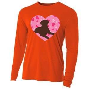 Chocolate Lab Heart Valentine's Day Labrador Dog Lover Meaningful Gift Cooling Performance Long Sleeve Crew