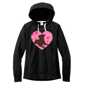 Chocolate Lab Heart Valentine's Day Labrador Dog Lover Meaningful Gift Women's Fleece Hoodie