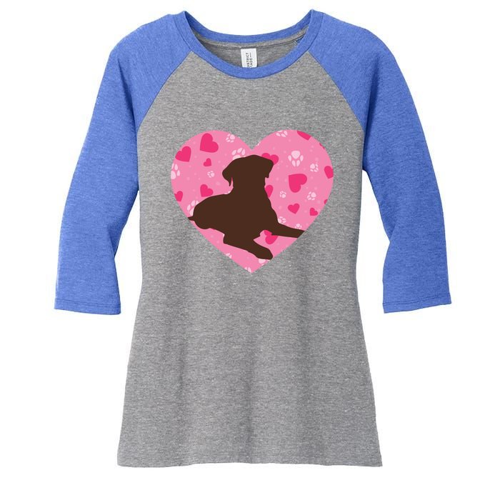 Chocolate Lab Heart Valentine's Day Labrador Dog Lover Meaningful Gift Women's Tri-Blend 3/4-Sleeve Raglan Shirt