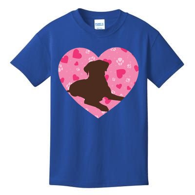 Chocolate Lab Heart Valentine's Day Labrador Dog Lover Meaningful Gift Kids T-Shirt