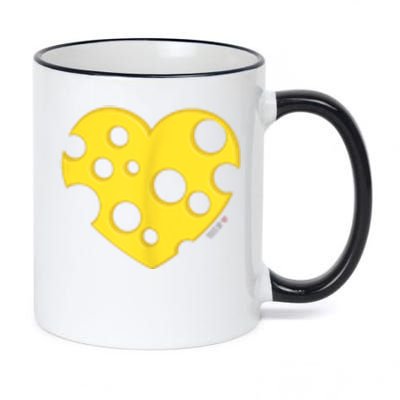 Cheese Love Heart Pocket. Holey Cheese 11oz Black Color Changing Mug