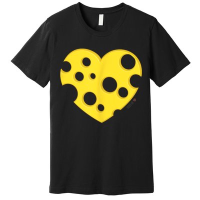 Cheese Love Heart Pocket. Holey Cheese Premium T-Shirt
