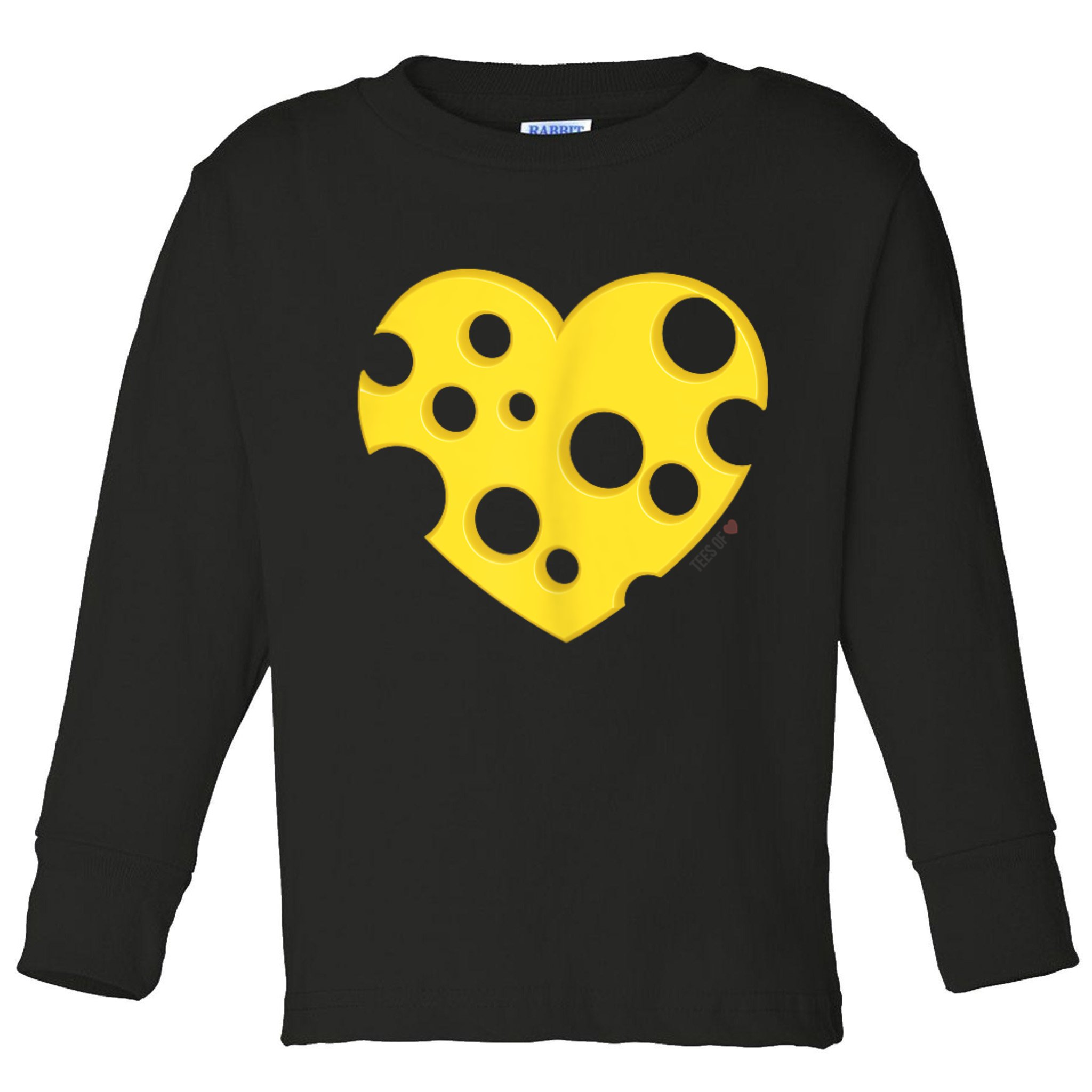 Cheese Love Heart Pocket. Holey Cheese Toddler Long Sleeve Shirt