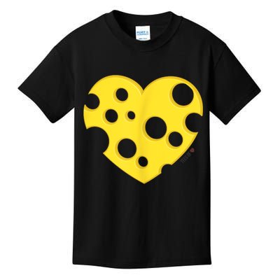 Cheese Love Heart Pocket. Holey Cheese Kids T-Shirt
