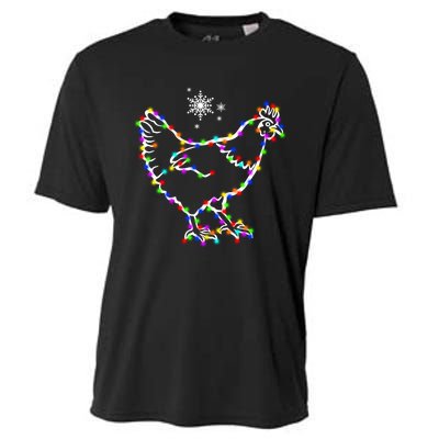 Christmas Lights Holiday Chicken Lover Xmas Cooling Performance Crew T-Shirt