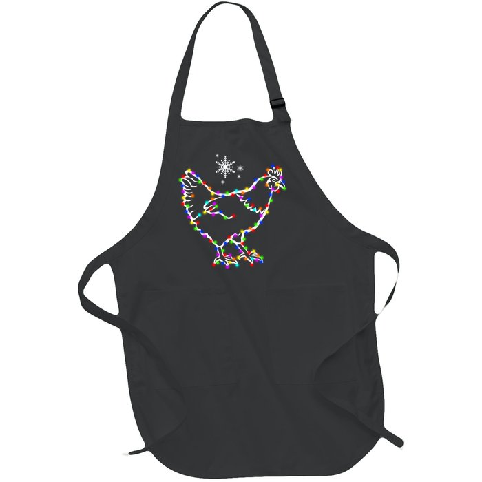 Christmas Lights Holiday Chicken Lover Xmas Full-Length Apron With Pockets