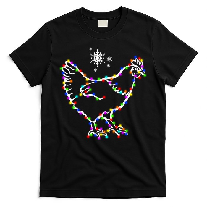 Christmas Lights Holiday Chicken Lover Xmas T-Shirt