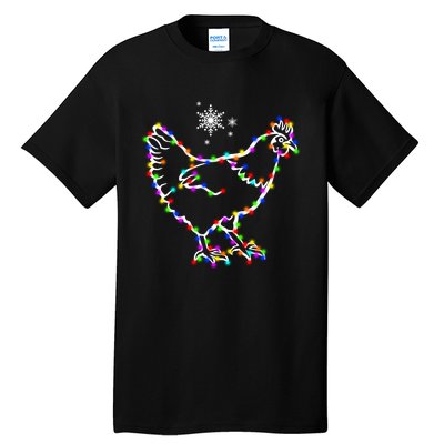 Christmas Lights Holiday Chicken Lover Xmas Tall T-Shirt