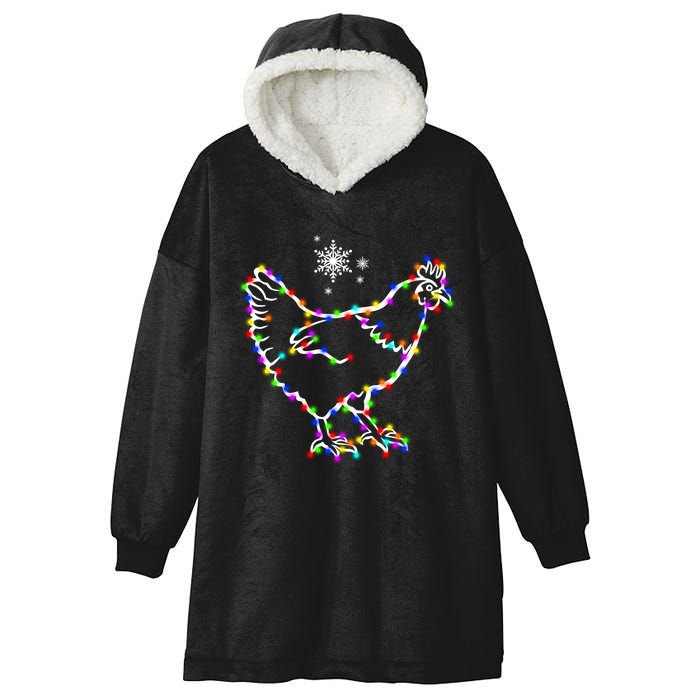 Christmas Lights Holiday Chicken Lover Xmas Hooded Wearable Blanket