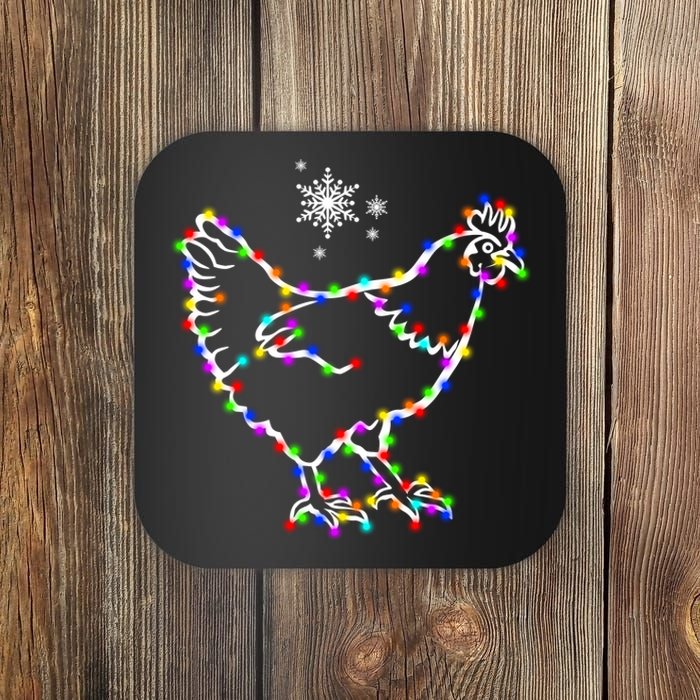 Christmas Lights Holiday Chicken Lover Xmas Coaster