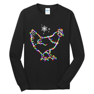 Christmas Lights Holiday Chicken Lover Xmas Tall Long Sleeve T-Shirt