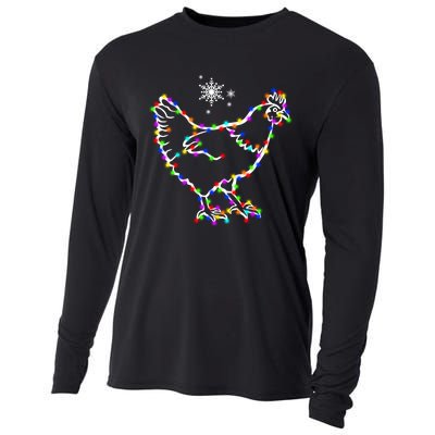 Christmas Lights Holiday Chicken Lover Xmas Cooling Performance Long Sleeve Crew