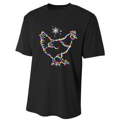 Christmas Lights Holiday Chicken Lover Xmas Performance Sprint T-Shirt