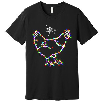 Christmas Lights Holiday Chicken Lover Xmas Premium T-Shirt