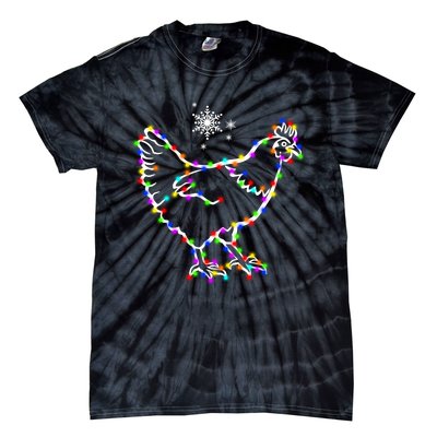 Christmas Lights Holiday Chicken Lover Xmas Tie-Dye T-Shirt