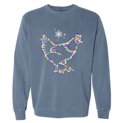 Christmas Lights Holiday Chicken Lover Xmas Garment-Dyed Sweatshirt