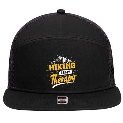 Camping Life Hiking Is My Therapy Trekking Wanderlust Hiker 7 Panel Mesh Trucker Snapback Hat