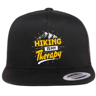 Camping Life Hiking Is My Therapy Trekking Wanderlust Hiker Flatbill Hat