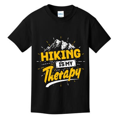 Camping Life Hiking Is My Therapy Trekking Wanderlust Hiker Kids T-Shirt