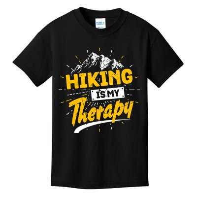 Camping Life Hiking Is My Therapy Trekking Wanderlust Hiker Kids T-Shirt