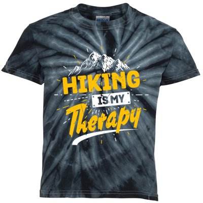 Camping Life Hiking Is My Therapy Trekking Wanderlust Hiker Kids Tie-Dye T-Shirt