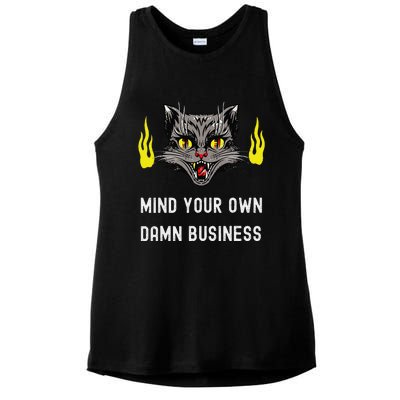 Cat Lady Harris Walz Waltz 2024 Mind Your Own Damn Business Ladies PosiCharge Tri-Blend Wicking Tank