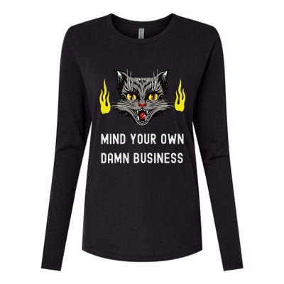 Cat Lady Harris Walz Waltz 2024 Mind Your Own Damn Business Womens Cotton Relaxed Long Sleeve T-Shirt