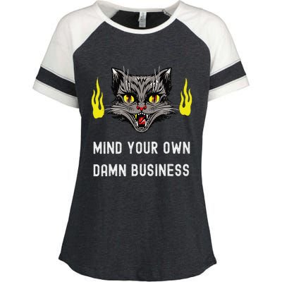 Cat Lady Harris Walz Waltz 2024 Mind Your Own Damn Business Enza Ladies Jersey Colorblock Tee