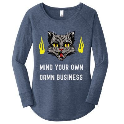 Cat Lady Harris Walz Waltz 2024 Mind Your Own Damn Business Women's Perfect Tri Tunic Long Sleeve Shirt