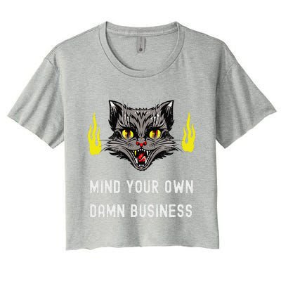 Cat Lady Harris Walz Waltz 2024 Mind Your Own Damn Business Women's Crop Top Tee