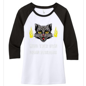 Cat Lady Harris Walz Waltz 2024 Mind Your Own Damn Business Women's Tri-Blend 3/4-Sleeve Raglan Shirt