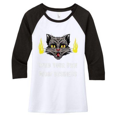 Cat Lady Harris Walz Waltz 2024 Mind Your Own Damn Business Women's Tri-Blend 3/4-Sleeve Raglan Shirt