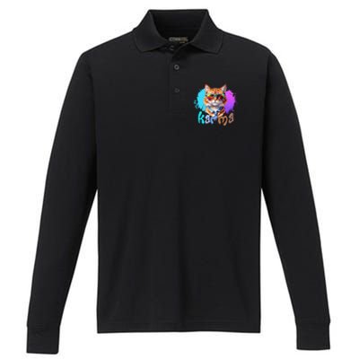 Cat Lover Heart Shape Karma Performance Long Sleeve Polo