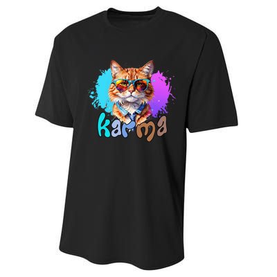 Cat Lover Heart Shape Karma Performance Sprint T-Shirt