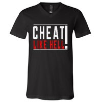 Cheat Like Hell Anti Harris Walz 2024 Election Trump Vance V-Neck T-Shirt