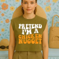 Chicken Lazy Halloween Costume Pretend I'M A Chicken Nugget Garment-Dyed Women's Muscle Tee