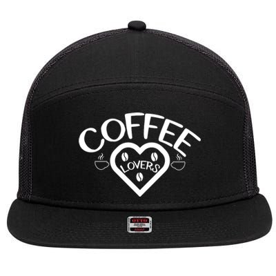 Coffee Lovers Heart Graphic 7 Panel Mesh Trucker Snapback Hat