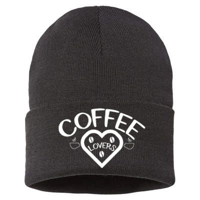 Coffee Lovers Heart Graphic Sustainable Knit Beanie