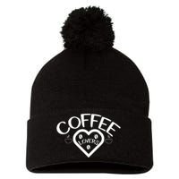 Coffee Lovers Heart Graphic Pom Pom 12in Knit Beanie