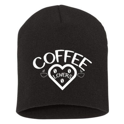 Coffee Lovers Heart Graphic Short Acrylic Beanie