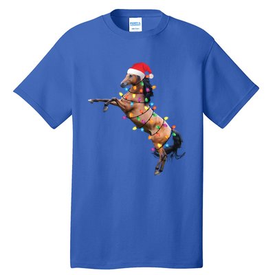 Christmas Lights Horse Santa Funny Xmas Tree Horse Funny Gift Tall T-Shirt