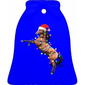 Christmas Lights Horse Santa Funny Xmas Tree Horse Funny Gift Ceramic Bell Ornament